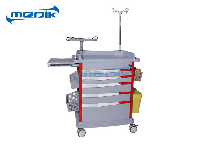 Ιατρικό καροτσάκι έκτακτης ανάγκης νοσοκομείων κάρρων συντριβής ABS με πέντε ζωηρόχρωμα συρτάρια